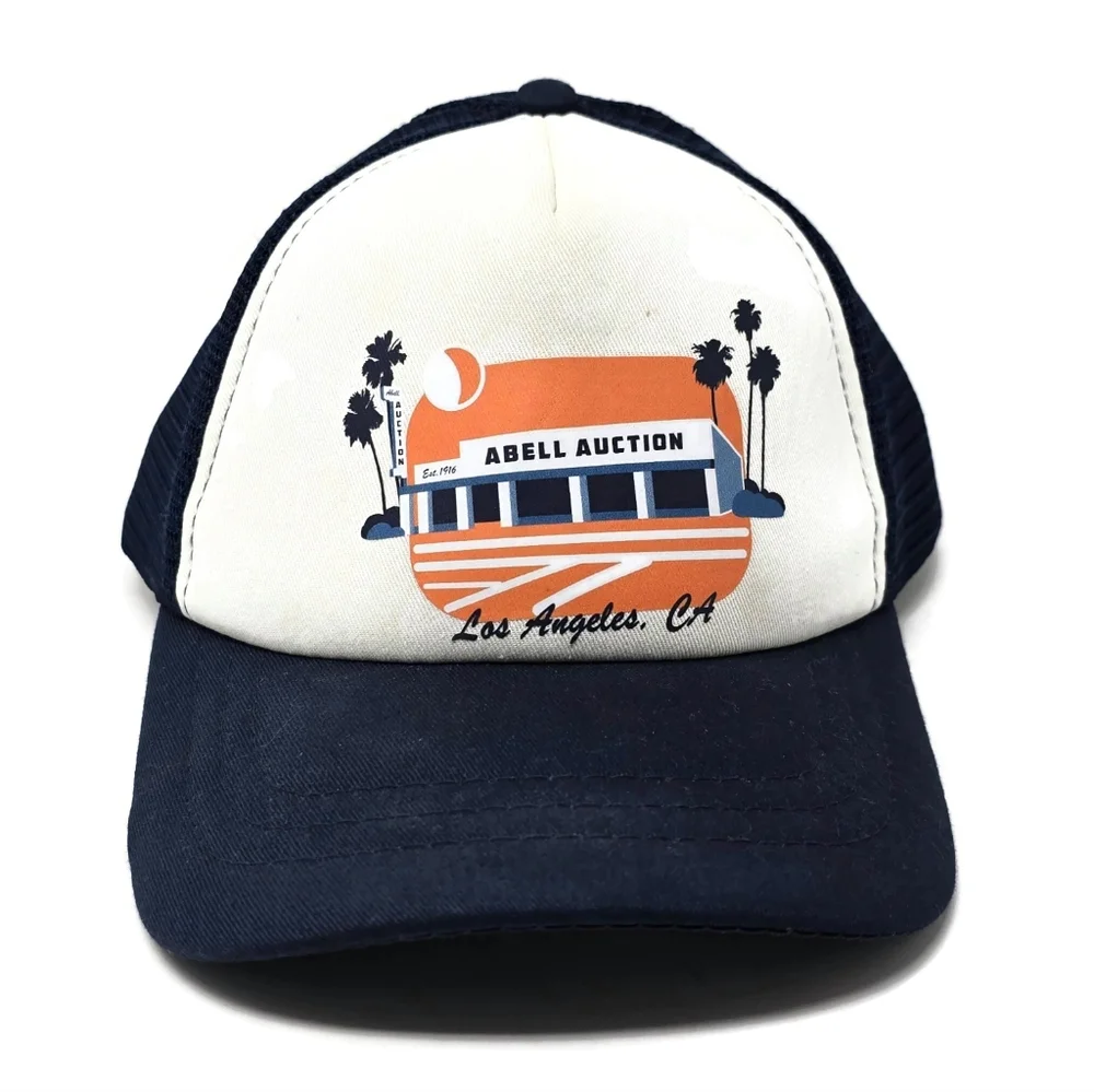 Abell Auction Los Angeles Snapback Trucker Hat Cap Cream Orange Navy